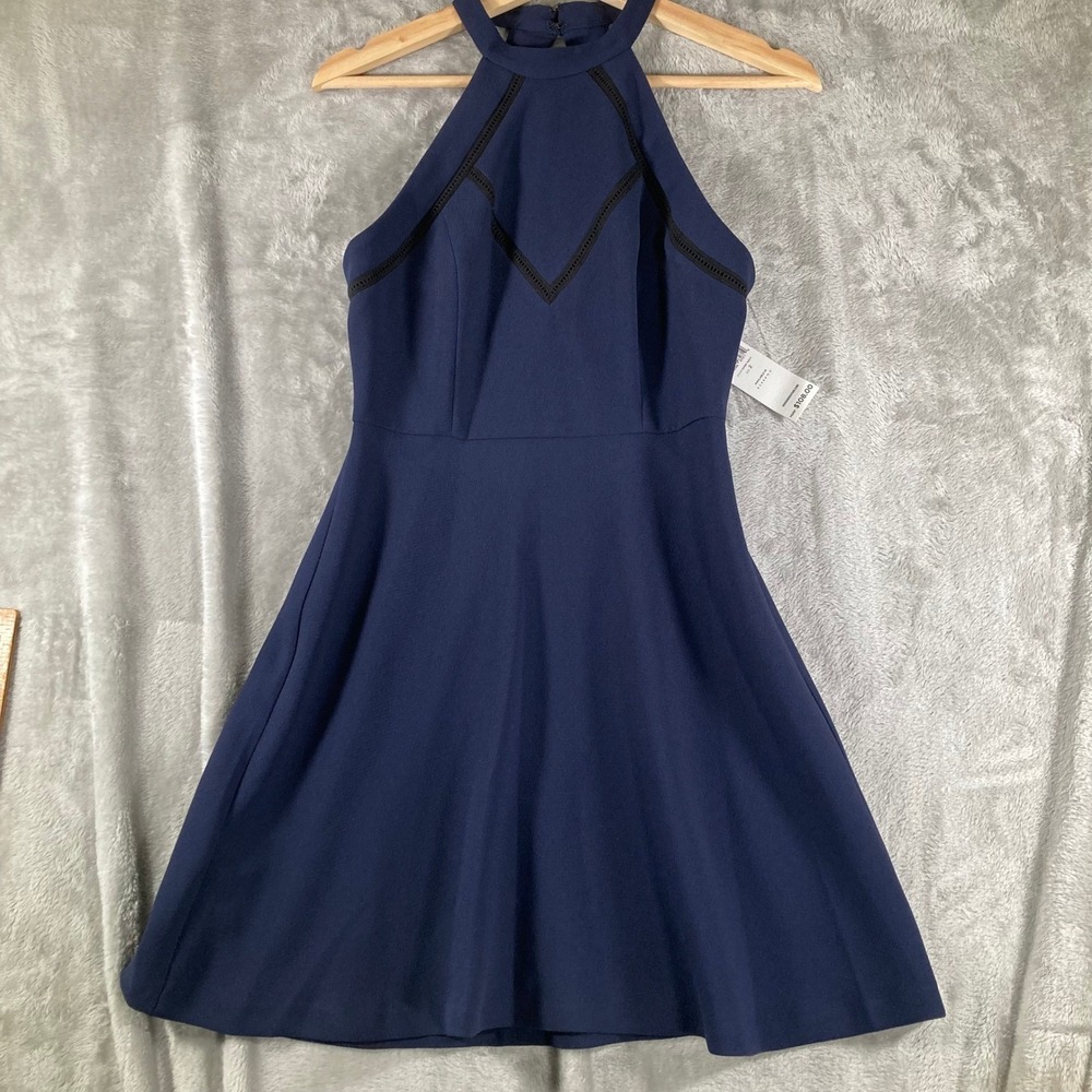 NWT BCBGeneration Womens 2 Halter Neck Fit and Flare Dress Dark Navy